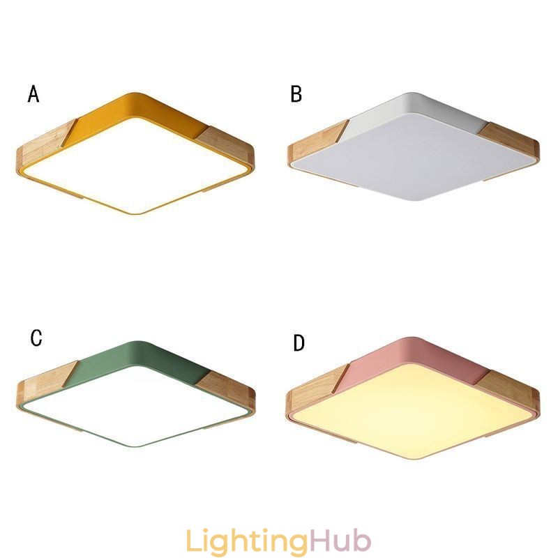 Simple Flush Mount Wood Frame Ceiling Light Super Thin Design Lamp Dinging Light