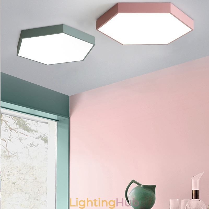 Contemporary Simple Flush Mount Hexagon Ceiling Light