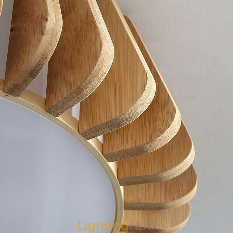 Nordic Round Flush Mount Creative Bamboo Ceiling Lighting