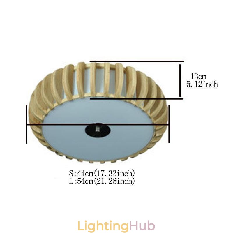 Rural Bamboo Flush Mount Pumpkin Shape Ceiling Lighting