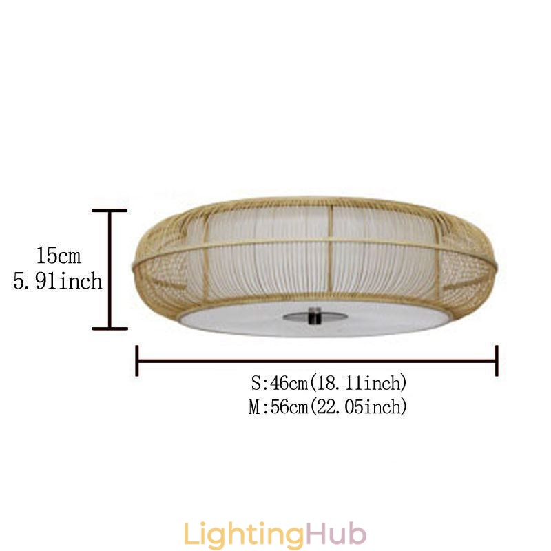 Chinese Special Bamboo Flush Mount Creative Japanese Round Ceiling Light