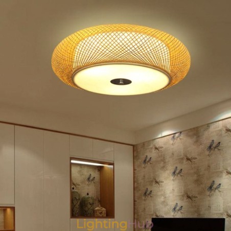 Modern Bamboo Flush Mount Chinese Woven Ceiling Lighting Modern Bamboo Flush Mount Chinese Woven Ceiling Lighting