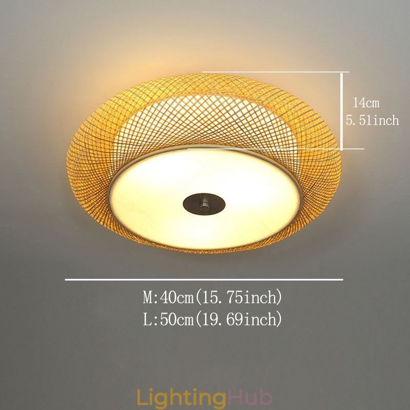 Modern Bamboo Flush Mount Chinese Woven Ceiling Lighting
