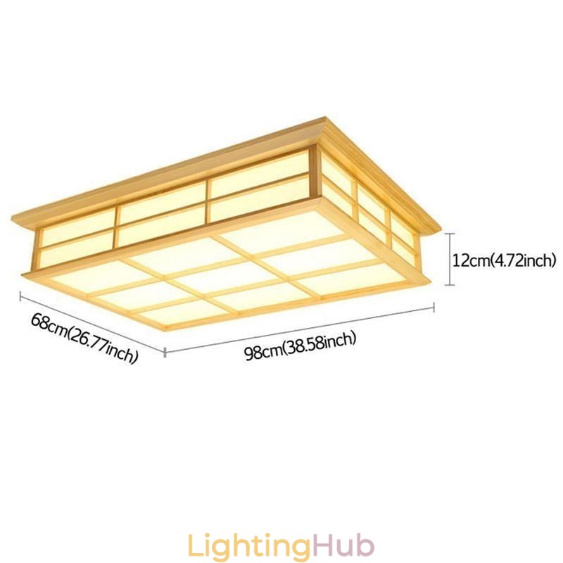 Japanese Cuboid Ceiling Light Solid Wood Ceiling Lighting