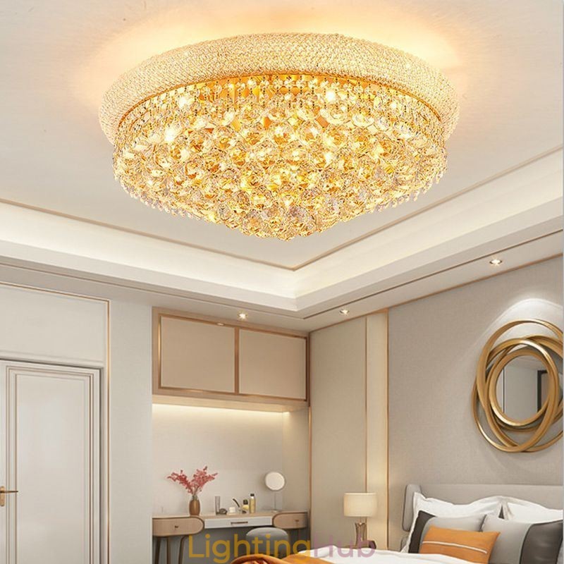 European Flush Mount Light Luxury Crystal Ceiling Light