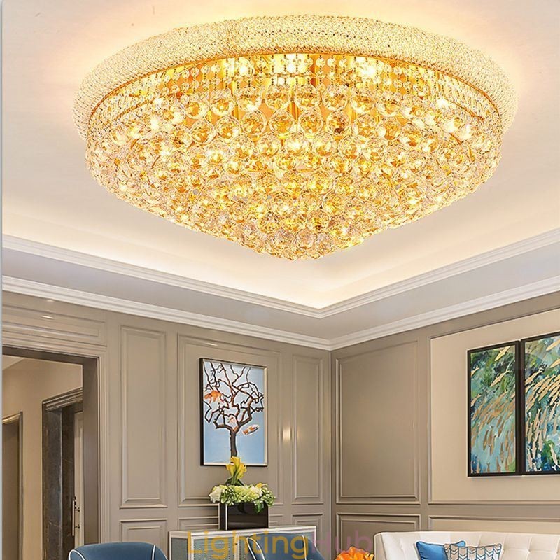 European Flush Mount Light Luxury Crystal Ceiling Light