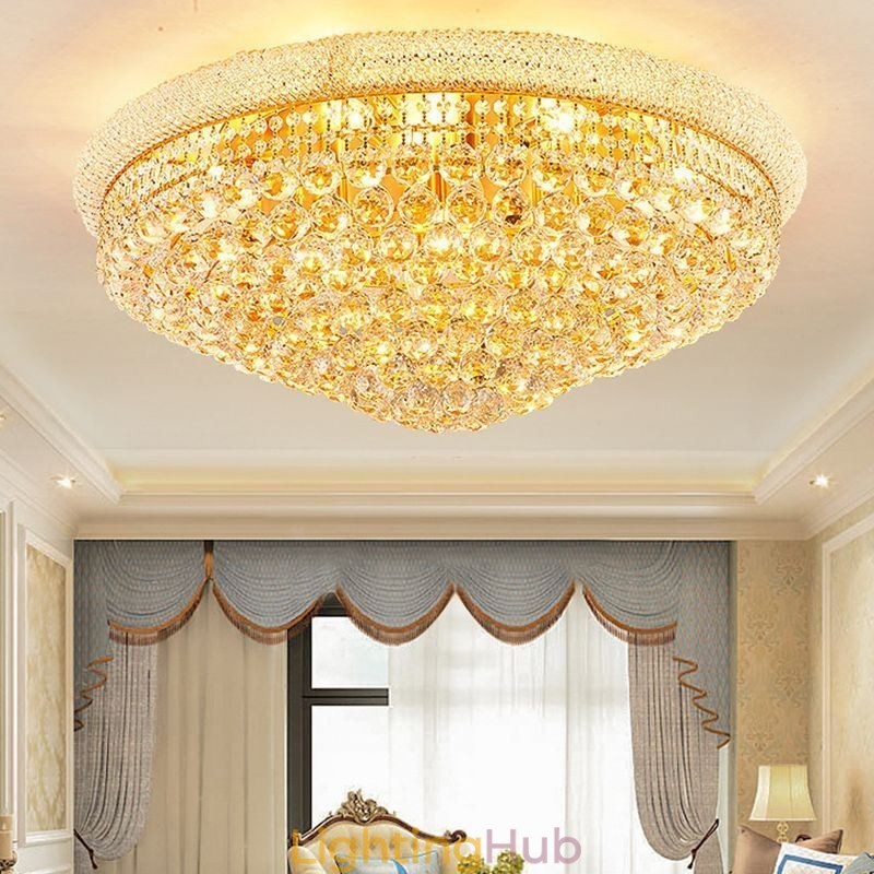 European Flush Mount Light Luxury Crystal Ceiling Light