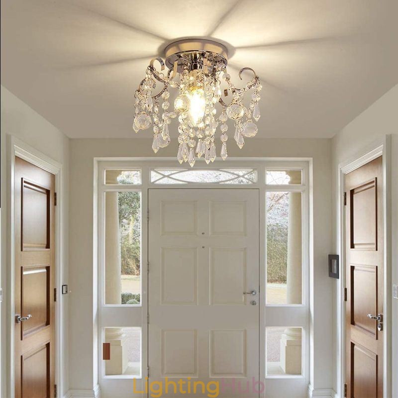 Modern Minimalist Flush Mount Single Crystal Ceiling Light