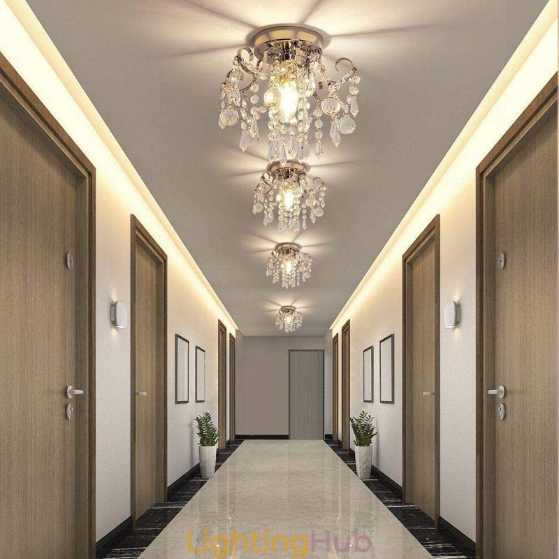 Modern Minimalist Flush Mount Single Crystal Ceiling Light