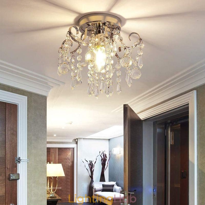 Modern Minimalist Flush Mount Single Crystal Ceiling Light