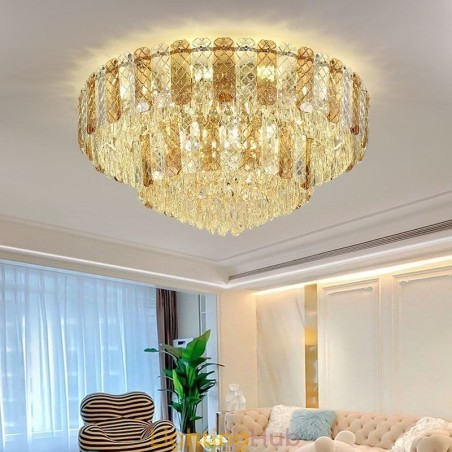 Crystal Flush Mount Double Layer Round Luxury Decrative Ceiling Light 80cm Crystal Flush Mount Double Layer Round Luxury Decrative Ceiling Light 80cm