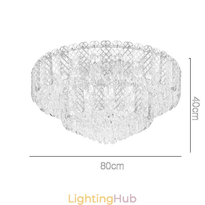 Crystal Flush Mount Double Layer Round Luxury Decrative Ceiling Light 80cm