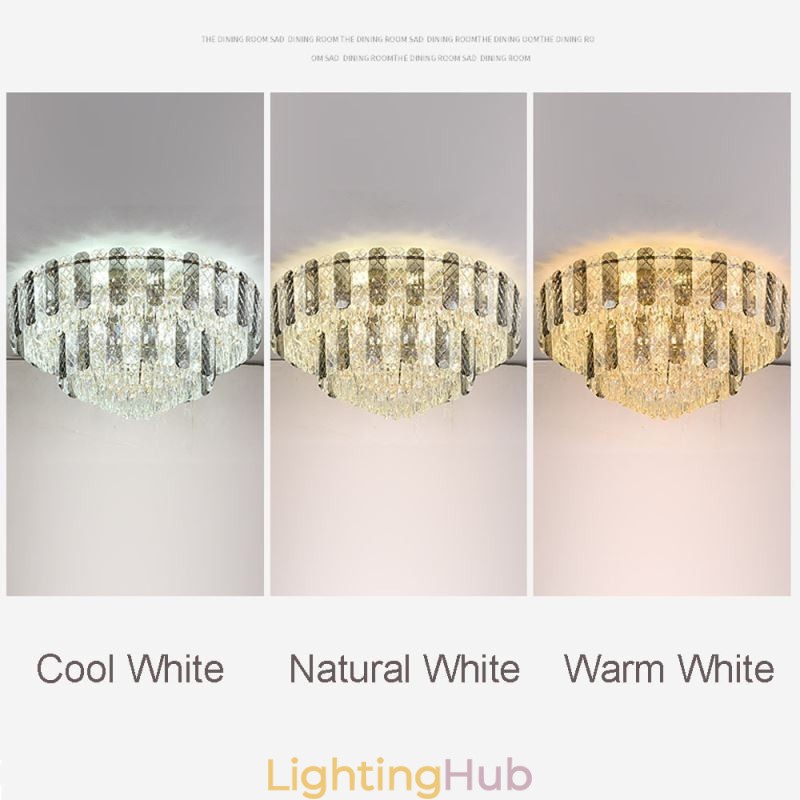 Crystal Flush Mount Double Layer Round Luxury Decrative Ceiling Light 80cm