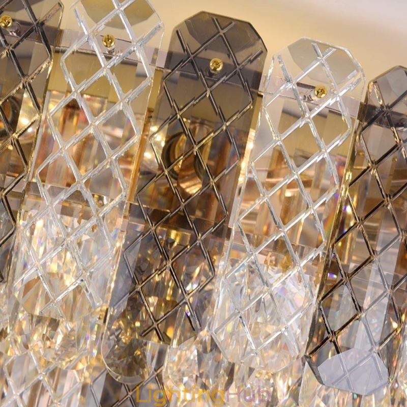 Crystal Flush Mount Double Layer Round Luxury Decrative Ceiling Light 80cm