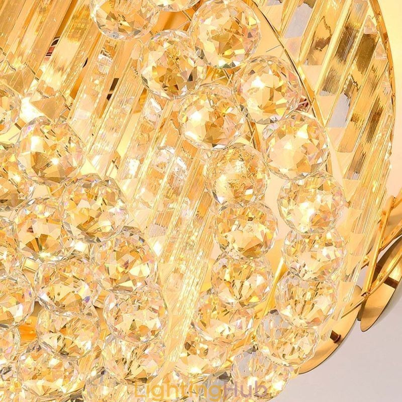 Crystal Flush Mount Round Electroplated Gold Luxury Decrative Ceiling Light 80cm