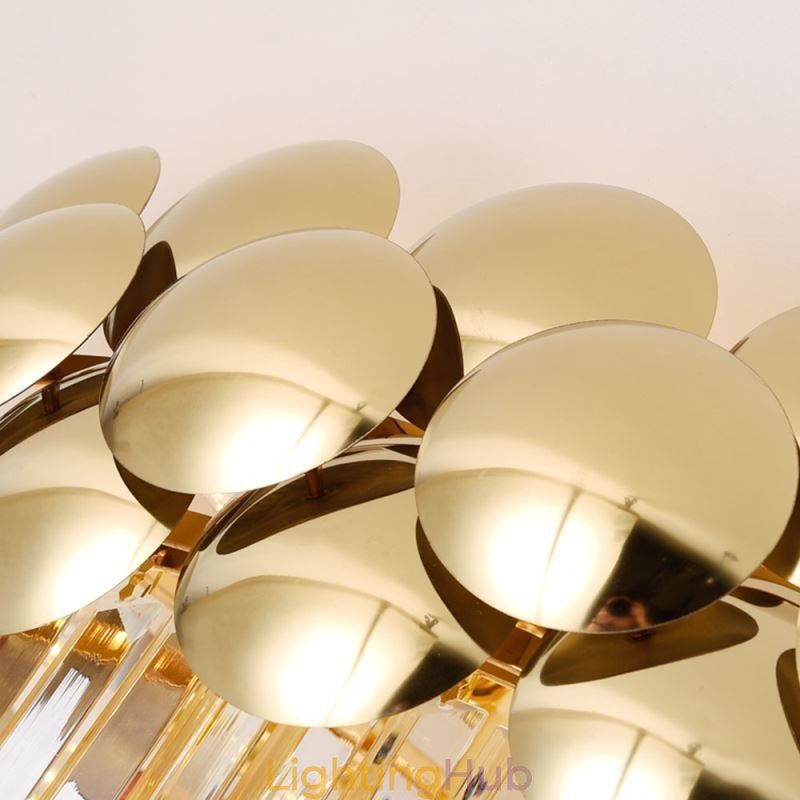 Crystal Flush Mount Round Electroplated Gold Luxury Decrative Ceiling Light 80cm