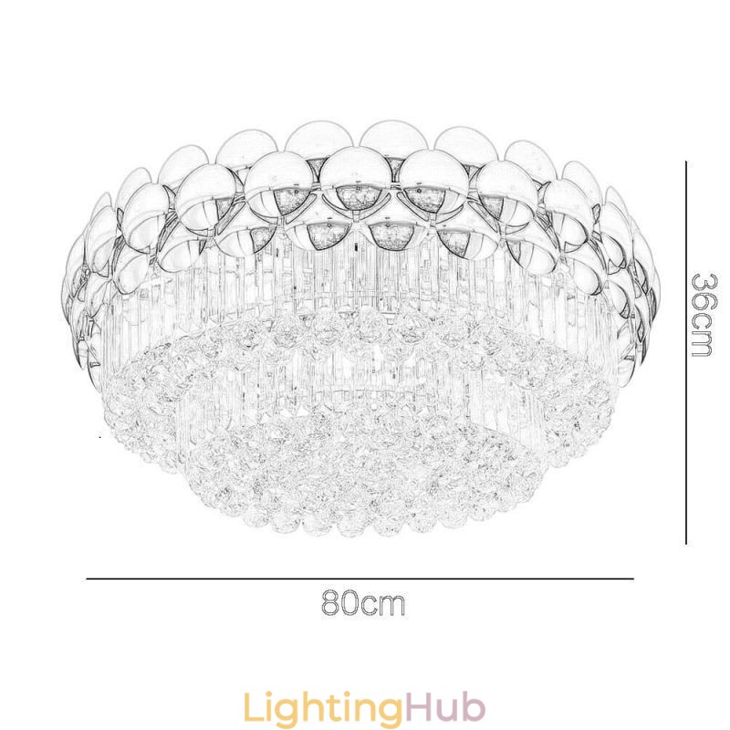 Crystal Flush Mount Round Electroplated Gold Luxury Decrative Ceiling Light 80cm