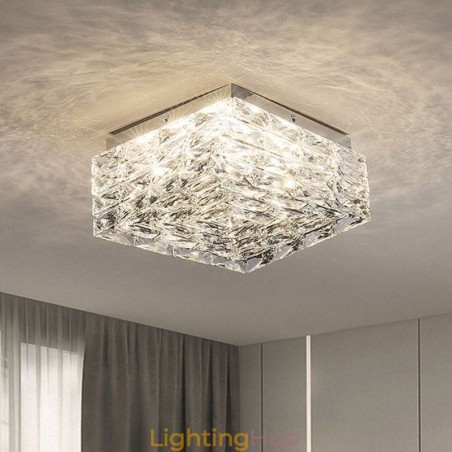 Crystal Ceiling Light Flush Mount Three Color Dimmable