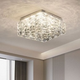 Crystal Ceiling Light Flush Mount Three Color Dimmable