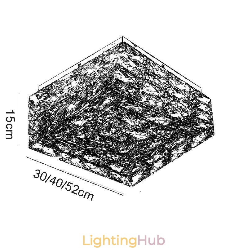 Crystal Ceiling Light Flush Mount Three Color Dimmable