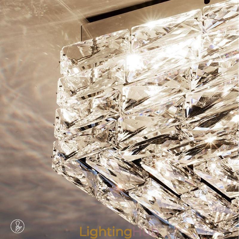 Crystal Ceiling Light Flush Mount Three Color Dimmable