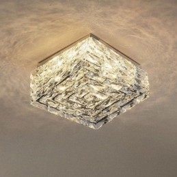 Crystal Ceiling Light Flush Mount Three Color Dimmable