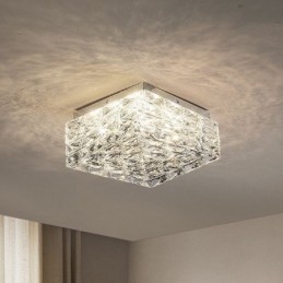 Crystal Ceiling Light Flush Mount Three Color Dimmable