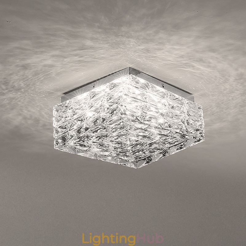 Crystal Ceiling Light Flush Mount Three Color Dimmable