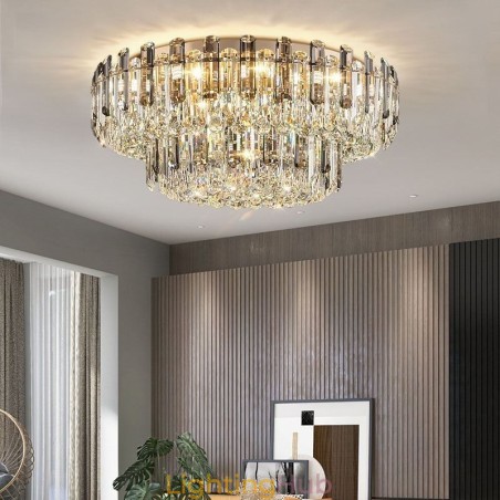 Crystal Flush Mount Smoke Gray Round Crystal Decoration Ceiling Light Crystal Flush Mount Smoke Gray Round Crystal Decoration Ceiling Light