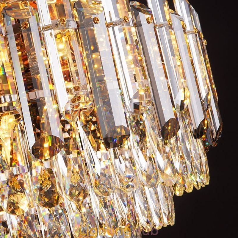 Crystal Flush Mount Smoke Gray Round Crystal Decoration Ceiling Light