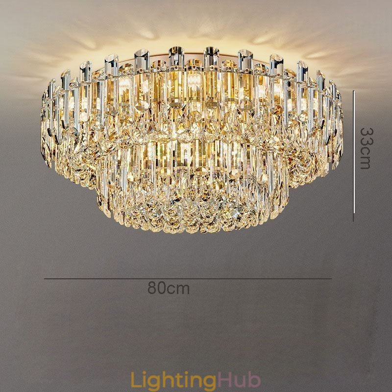 Luxury Crystal Flush Mount Round Crystal Decoration Ceiling Light