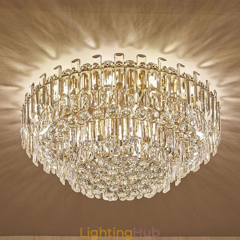 Luxury Crystal Flush Mount Round Crystal Decoration Ceiling Light