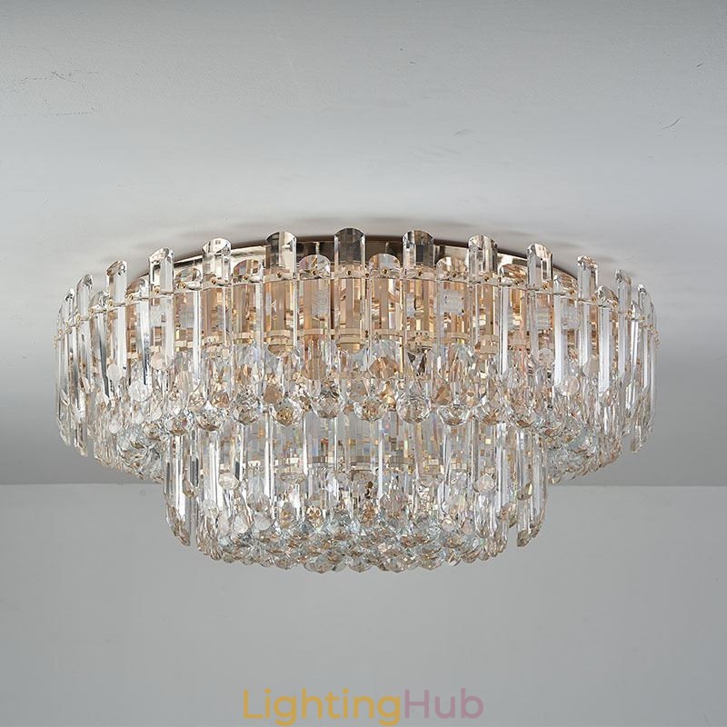 Luxury Crystal Flush Mount Round Crystal Decoration Ceiling Light