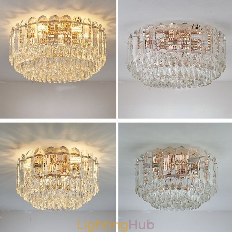 Crystal Flush Mount Round Crystal Decoration Ceiling Lighting Fixtures