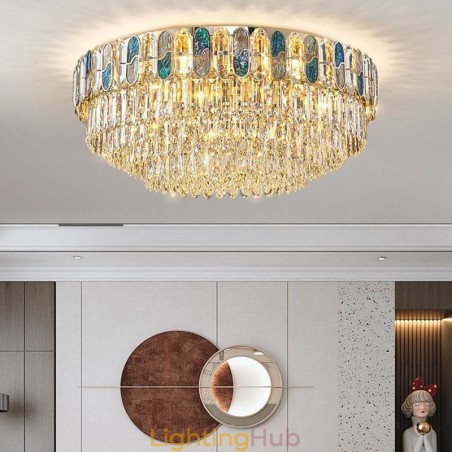 Crystal Flush Mount Round Crystal Decoration Ceiling Light Crystal Shell Lampshade Crystal Flush Mount Round Crystal Decoration Ceiling Light Crystal Shell Lampshade