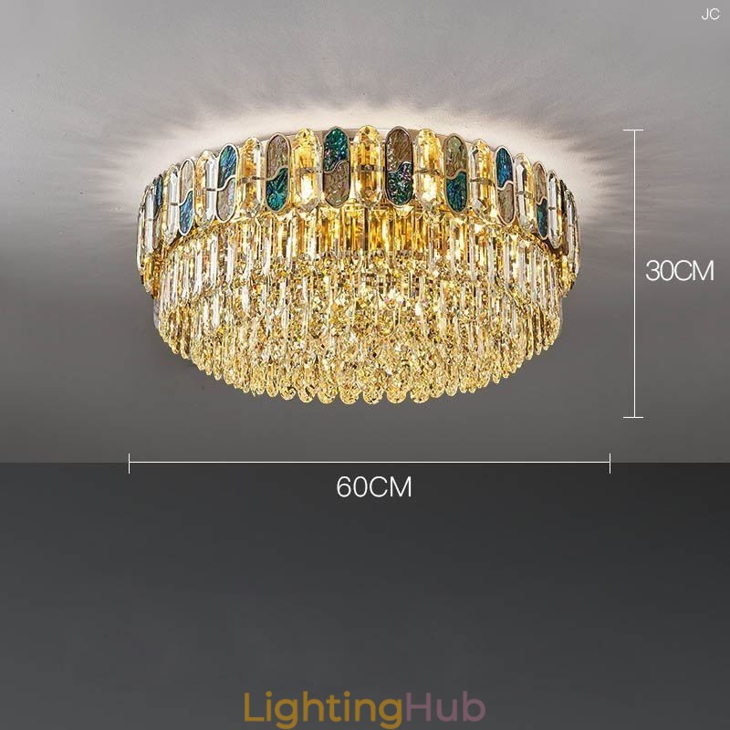 Crystal Flush Mount Round Crystal Decoration Ceiling Light Crystal Shell Lampshade