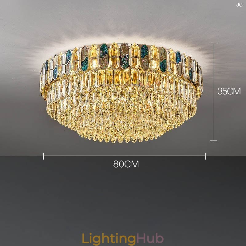 Crystal Flush Mount Round Crystal Decoration Ceiling Light Crystal Shell Lampshade