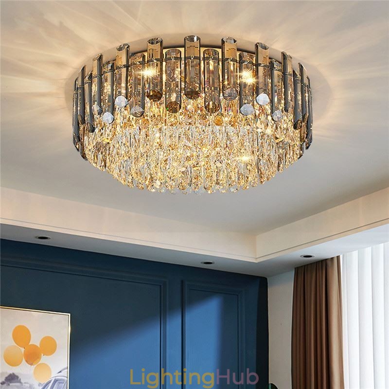 Crystal Ceiling Light Simple Modern Round Flush Mount Decorative Light