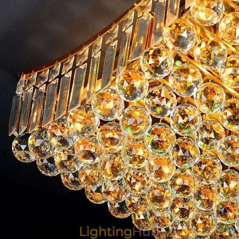 European Crystal Flush Mount Rectangle Chandelier