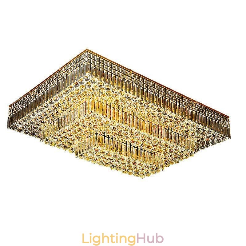 Modern Flush Mount Three Tiers Crystal Chandelier