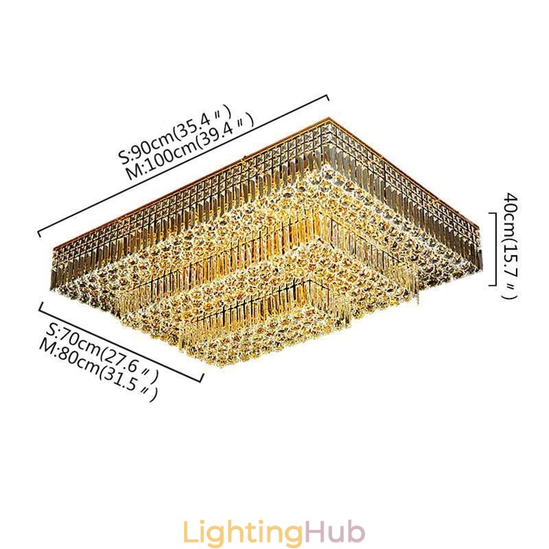 Modern Flush Mount Three Tiers Crystal Chandelier