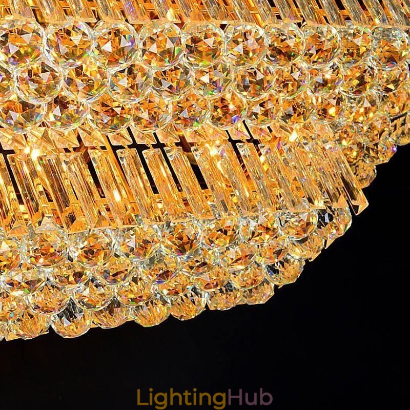 Modern Flush Mount Three Tiers Crystal Chandelier