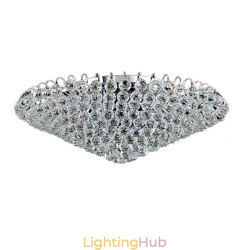 European Style Crystal Flush Mount Round Shape Ceiling Light