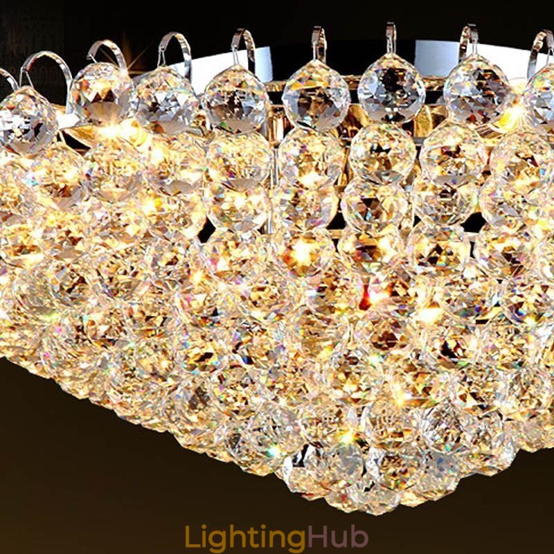 European Style Crystal Flush Mount Round Shape Ceiling Light