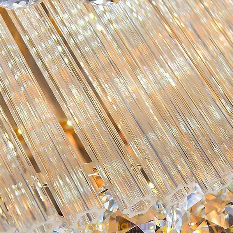 European Flush Mount Square Crystal Chandelier