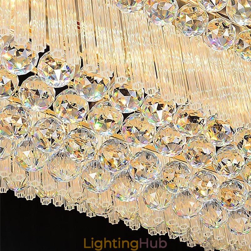 European Flush Mount Square Crystal Chandelier