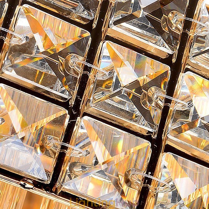 European Flush Mount Square Crystal Chandelier