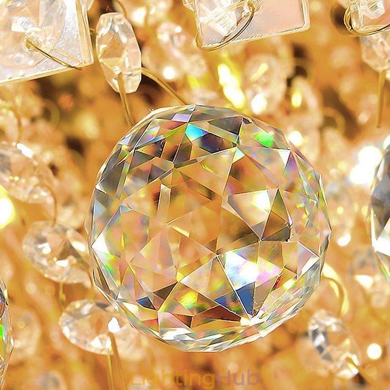 European Flush Mount Square Crystal Chandelier