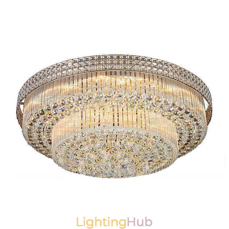 Modern Crystal Chandelier Round Flush Mounted