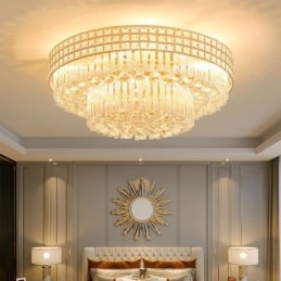Modern Crystal Chandelier Round Flush Mounted